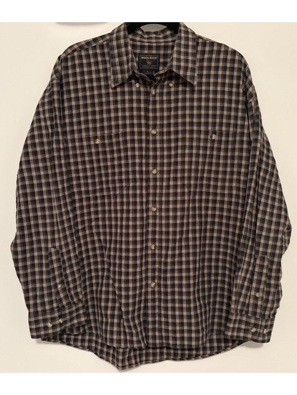 Woolrich Vintage Plaid Button Down Long Sleeve 100% Cotton Gingham Green Size XL